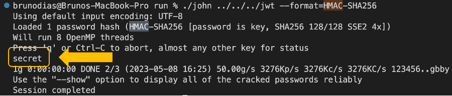 JWT HMAC secret exploit