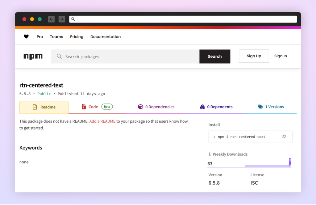 malicious package live on npm