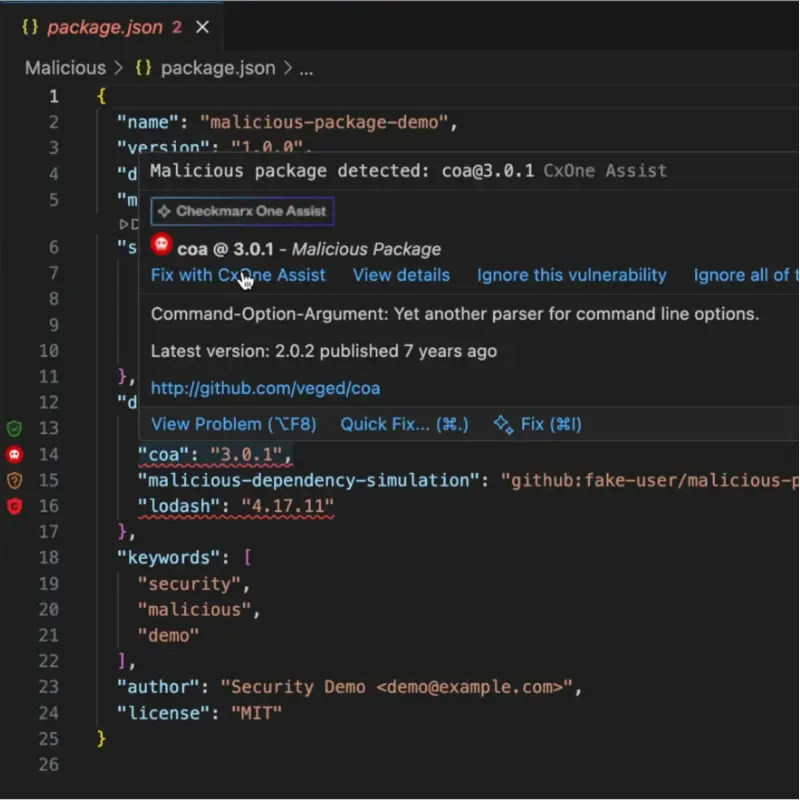 Checkmarx Developer Assist in action