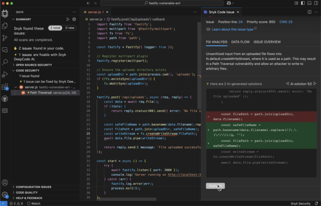 snyk platform screenshot