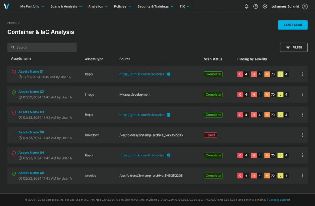 veracode SCA UI